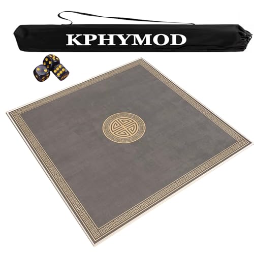 Mahjong Spiel Matte Verdickte Mahjong-Tischmatte Mit Tragetasche Und 3 Würfeln, Rutschfeste Tischabdeckung Mit Geräuschreduzierung, Spielmatte Für Poker-Paigow-Brettspiele(Gray,51.18x51.18 in) von KPHYMOD