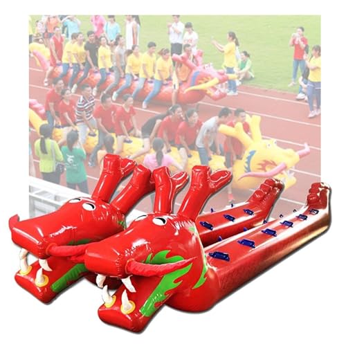 Spiele für Draussen Aufblasbares Drachenboot Für Teamarbeitssportspielzeug, Outdoor-Aktivitäten, Lustige Sportveranstaltungen, Groß Angelegte Wettkampfspielausrüstung, 2 PCS(Red,9 Seats/L-5.5M) von KPHYMOD
