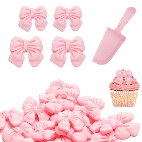 20 Stück Tortendeko Schleifen mit Zackiges Kuchenschneidemesser, Tortendeko Schmetterling Deko Torte, Bögen Hochzeitstorte Deko, Torten Deko Mädchen zum Kuchendekorieren für Themenpartys, Verlobungen von KQDRAVINE