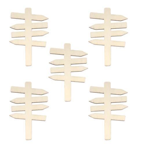 KQDRAVINE Miniatur Wegweiser Holz 5 Stück, 7x5cm DIY Wegweiser Schild Wichtel Zubehör für Miniatur Garten Puppenhäuser Zwergenhäuser von KQDRAVINE