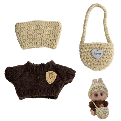 KQDRAVINE Puppenkleidung und Zubehör für Labubu, 17cm Puppe Kleidung Sets, Hüte Pullover Rucksäcke für Labubu Outfit, Geschenk für Jungen Mädchen, Ohne Puppe, Braun KQDRAVINE Puppenkleidung und Zubehör für Labubu, 17cm Puppe Kleidung Sets, Hüte Pullover Rucksäcke für Labubu Outfit, Geschenk für Jungen Mädchen, Ohne Puppe, Braun von KQDRAVINE