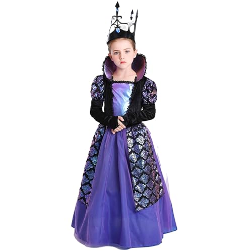 KQIVAM Mädchen Renaissance Mittelalter Vintage Maxikleider mit Kopfschmuck Halloween Ballkleid Viktorianisch Gothic Dress Up Kostüme Party Langes Kleid von KQIVAM