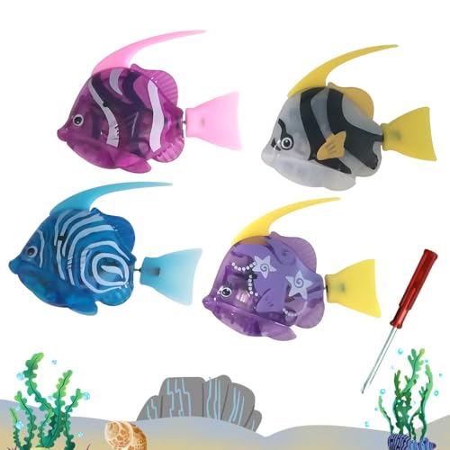 KQWVZ 4 Stück Robo Fish, Robofische mit Licht, Elektrische Fische für Kinder, Schwimmende Fische Spielzeug, Wiederverwendbare Roboter Fische, Schwimmende Fische Spielzeug für Kinder Haustiere von KQWVZ