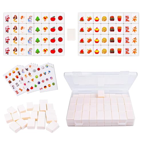 KQWVZ 65 Blöcke Seaside Escape Spiel, 30mm Mahjong Spiel Blöcke, Plastik Majongsteine Spiels mit DIY Aufklebern, Seaside Escape Brettspiel,Kinder Mahjong für Familie Erwachsene und alle Altersgruppen von KQWVZ