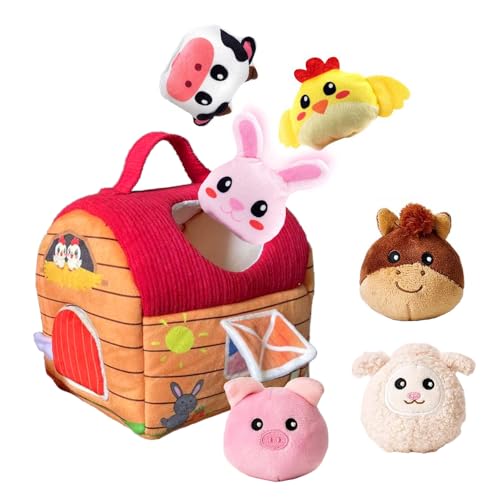 KQWVZ Baby Spielzeug Ab 6 -12 Monate, Bauernhoftiere & Bauernhof Montessori Sensorisches Spielzeug Mit 6 Weichen Kuscheltieren Und Spiegel, Bauernhof-Sensorisches Spielzeug, Sensorik Plüschtiere Set von KQWVZ
