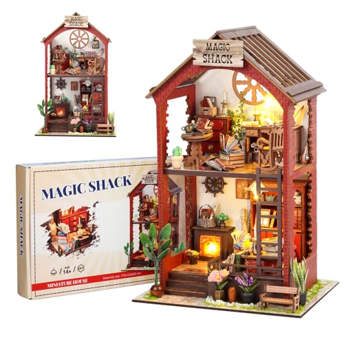 KQWVZ DIY Miniatur Puppenhaus Kit, Book Nook Kits, DIY Puppenhaus Miniatur mit Möbeln, MiniatureHouse Kits mit LED Licht, Holz Mini House Kit, Mini Häuser für Teenager und Erwachsene von KQWVZ