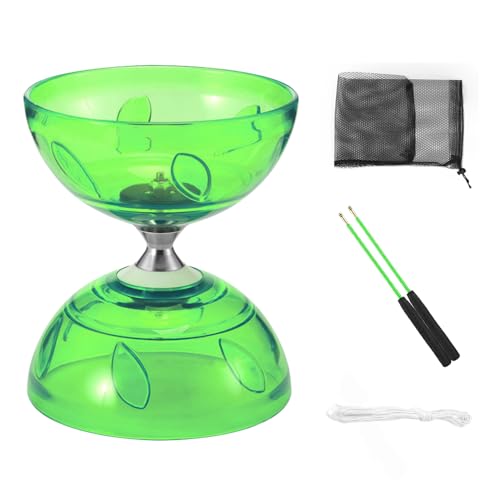 KQWVZ Diabolo Freiläufer mit Kugellager Dreifache Lagerung Set, LED Diabolo mit Kugellager, 4 Farben Blinkendes, Anfänger Diabolos Set, mit Ersatzseil 10m, Netzbeutel, für Kinder Erwachsene von KQWVZ