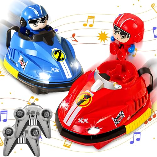 KQWVZ Ferngesteuertes Gegeneinander Spielzeugauto, 2 Stück Ferngesteuerter Autoscooter für Kinder, Ferngesteuertes Auto mit Licht Musik, Stunt Kinder Spielzeug Autos (Ferngesteuertes Auto-A) von KQWVZ