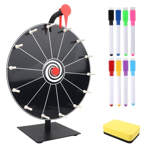 KQWVZ Glücksrad zum Drehen, 30cm Glücksrad zum Selbstgestalten mit 14 Slots, Tischglücksrad, Drehrad Glücksrad, Spinnings Prize Wheel mit Radiergummi und Markierstift für Lotteriespiele Wortspiele von KQWVZ