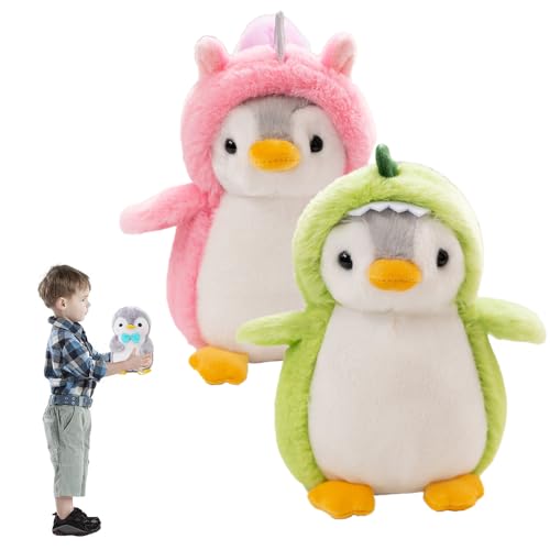 KQWVZ Pinguin Kuscheltier Süß, 2 Stücke Pinguin Stofftier Plüschtier, 25 cm Kuscheltier Pinguin Plüschtie, Kuscheltier Plüschpuppen Pinguin, Zum Kuscheln Und Spielen Geschenk (Dinosaurier-Pinguin) von KQWVZ