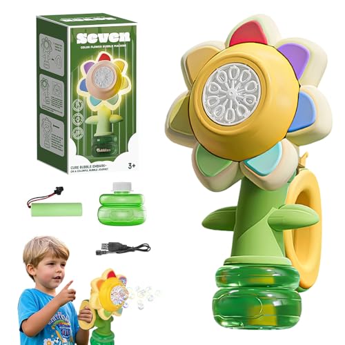 KQWVZ Seifenblasenmaschine, Automatische Seifenblasen Maschine mit LED Licht Funktion des Kopfschüttelns, Handgriff Sunflower Bubble Machine, Blumen Seifenblasen Maschine für Outdoor/Party KQWVZ Seifenblasenmaschine, Automatische Seifenblasen Maschine mit LED Licht Funktion des Kopfschüttelns, Handgriff Sunflower Bubble Machine, Blumen Seifenblasen Maschine für Outdoor/Party von KQWVZ