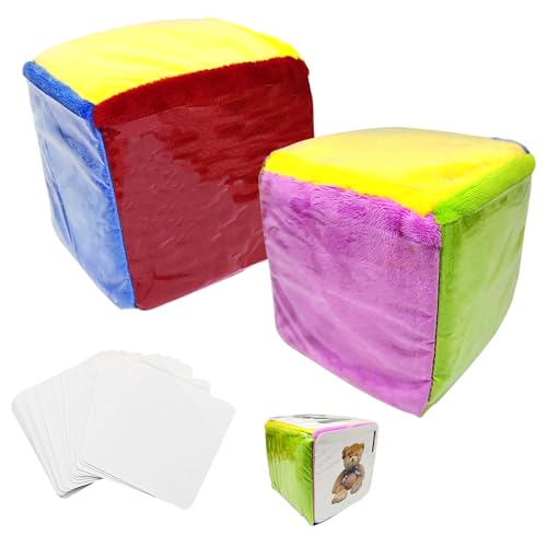 KQWVZ Taschenwürfel, 2PCS Würfel Mit Einstecktaschen, 10cm Würfel Mit Taschen, DIY Education Spiele Spielwürfel Mit 50 Karte, Bunter WürfelMit Einstecktaschen Für Kindergarten, Vorschule, Schule von KQWVZ