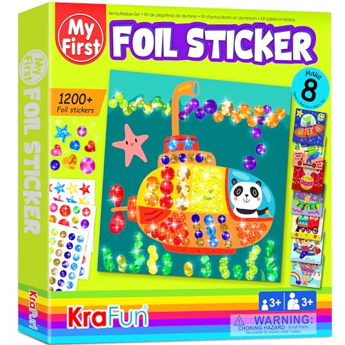 KRAFUN My First Folienaufkleber-Set, 8 No-Chaos-Kunstwerke für Kinder, 1200 Teile Tier-Bastelsets und Zubehör, DIY-Edelsteinaufkleber, kreative Aktivität, Ostergeschenke für Kleinkinder, Mädchen KRAFUN My First Folienaufkleber-Set, 8 No-Chaos-Kunstwerke für Kinder, 1200 Teile Tier-Bastelsets und Zubehör, DIY-Edelsteinaufkleber, kreative Aktivität, Ostergeschenke für Kleinkinder, Mädchen von KRAFUN