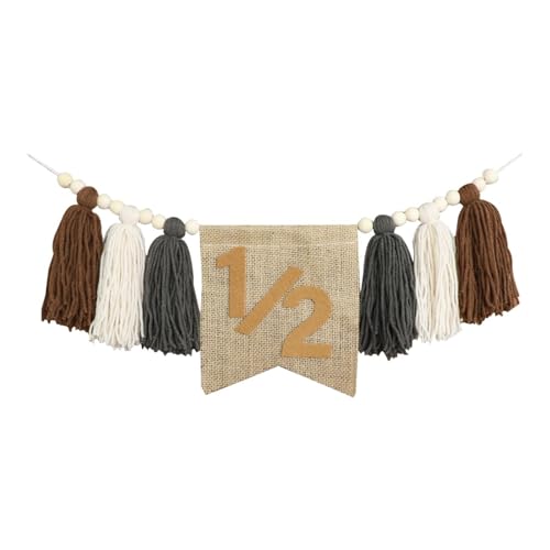 KRDPMV Banner für Hochstuhl zum halben Geburtstag mit Elementen zum Aufhängen an der Wand und Requisiten für Foto, Braun KRDPMV Banner für Hochstuhl zum halben Geburtstag mit Elementen zum Aufhängen an der Wand und Requisiten für Foto, Braun von KRDPMV