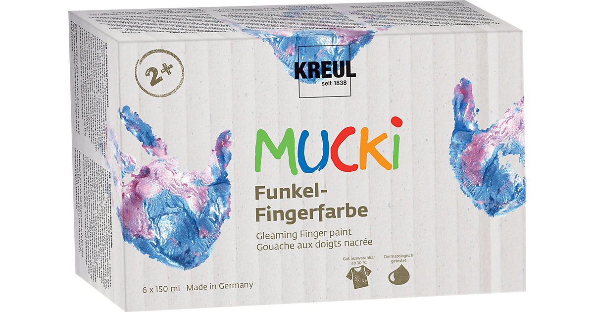 MUCKI Funkel-Fingerfarbe 6er Set 150 ml mehrfarbig von KREUL