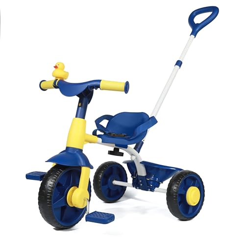 KRIDDO 2 in 1 Laufräder Laufrad, Kinderdreirad ab 18 Monate bis 3 Jahr, mit verbesserten Eva-Rädern, Dreirad für Kinder als Geschenk, Dreiräder mit Schiebestange und Enten-Klingel, Blau KRIDDO 2 in 1 Laufräder Laufrad, Kinderdreirad ab 18 Monate bis 3 Jahr, mit verbesserten Eva-Rädern, Dreirad für Kinder als Geschenk, Dreiräder mit Schiebestange und Enten-Klingel, Blau von KRIDDO