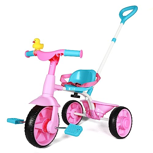 KRIDDO 2 in 1 Laufräder Laufrad, Kinderdreirad ab 18 Monate bis 3 Jahr, mit verbesserten Eva-Rädern, Dreirad für Kinder als Geschenk, Dreiräder mit Schiebestange und Enten-Klingel, Rosa KRIDDO 2 in 1 Laufräder Laufrad, Kinderdreirad ab 18 Monate bis 3 Jahr, mit verbesserten Eva-Rädern, Dreirad für Kinder als Geschenk, Dreiräder mit Schiebestange und Enten-Klingel, Rosa von KRIDDO