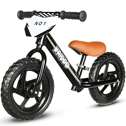 KRIDDO Kinder Laufrad ab 2 Jahren, Lauflernrad Spielzeug für 18 Monate bis 5 Jahre, 12-Zoll mit individualisierbarem Schild, Geschenk Fahrrad Jungs und Mädchen, Baby Balance Bike(2-3 Jahre), Schwarz von KRIDDO
