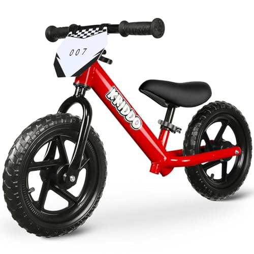KRIDDO Kinder Laufrad ab 2 Jahren, Lauflernrad Spielzeug für 18 Monate bis 5 Jahre, 12-Zoll mit individualisierbarem Schild, Geschenk Fahrrad Jungs und Mädchen, Baby Balance Bike(2-3 Jahre), Rot von KRIDDO