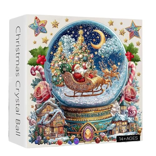 1000 Teile Weihnachts-Kristallkugel-Puzzle, Schlitten-Design, lustiges herausforderndes Familienpuzzle, ideale Heimdekoration und Geschenk von KRJGOERG