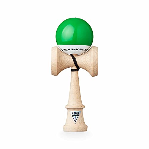 KROM Original Kendama aus Holz für Anfänger und Fortgeschrittene - POP LOL Dunkelgrün - Geschicklichkeitsspiel für draußen und drinnen - Holzspielzeug mit Schnur und Ball von KROM