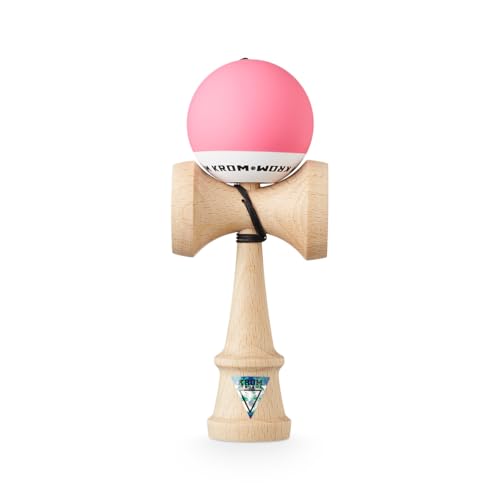 KROM Kendama POP Rosa - aus zertifiziertem Buchenholz - Hohe Holzqualität - Für Anfänger und Profis - Pack : Ersatzschnur + Stickers von KROM