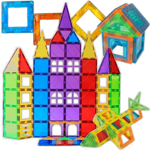 KRUMAD Magnetische Bausteine 3D, 45 Teile, Spielzeug ab 3 Jahre, Magnet Konstruktionsspielzeug, Magnetspielzeug Jungen Mädchen, Magneten Kindergarten, Geschenk Einschulung, Sensorik Spielzeug von KRUMAD