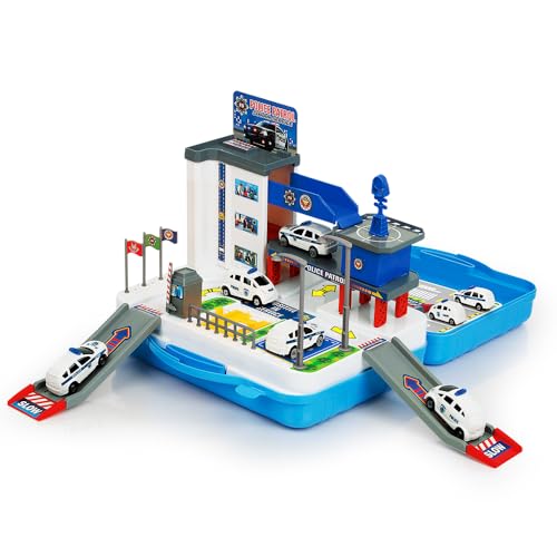 KRUMAD Polizei Parkhaus Spielzeug ab 3 Jahre, Polizeistation mit Auto, 40-teiliges Set im Koffer, Tragbare Parkgarage für Kinder, Spielzeugautos & Zubehör, Polizei Auto Spielzeug Geschenk KRUMAD Polizei Parkhaus Spielzeug ab 3 Jahre, Polizeistation mit Auto, 40-teiliges Set im Koffer, Tragbare Parkgarage für Kinder, Spielzeugautos & Zubehör, Polizei Auto Spielzeug Geschenk von KRUMAD