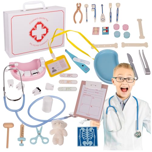 KRUZZEL Doktorkoffer Kinder ab 3 Jahre - Doktorspiele 41-teiliges Arztspielset mit Stethoskop & Spritze - Rollenspiele Kinderarztkoffer - Pädagogisches Lernspielzeug 25115 KRUZZEL Doktorkoffer Kinder ab 3 Jahre - Doktorspiele 41-teiliges Arztspielset mit Stethoskop & Spritze - Rollenspiele Kinderarztkoffer - Pädagogisches Lernspielzeug 25115 von KRUZZEL