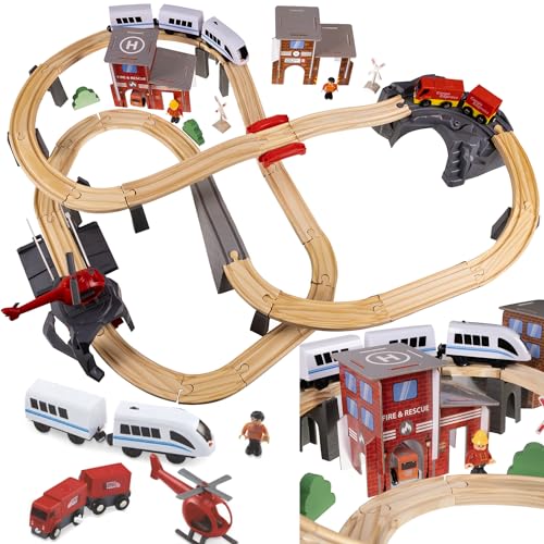 KRUZZEL Holzeisenbahn Set Eisenbahn Holz für Kinder Holzzug 22754 KRUZZEL Holzeisenbahn Set Eisenbahn Holz für Kinder Holzzug 22754 von KRUZZEL