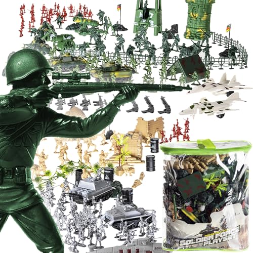 KRUZZEL Militärspielset mit Soldatenfiguren und Spielautos von Armee 300 Teile Bundeswehr Verteidigungseinheitsspielset für Kinder ab 3 Jahre 23432 von KRUZZEL