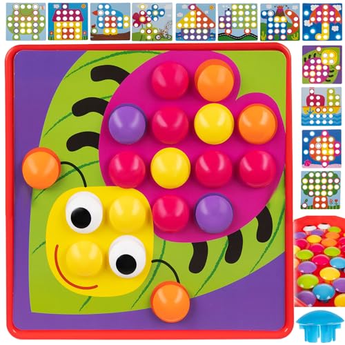 KRUZZEL Mosaik Steckspiel 12 Bildkarten 45 bunten Steckknöpfe Montessori Spielzeug für Kleinkinder 23453 KRUZZEL Mosaik Steckspiel 12 Bildkarten 45 bunten Steckknöpfe Montessori Spielzeug für Kleinkinder 23453 von KRUZZEL