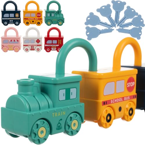 KRUZZEL Zug mit Fahrzeugen Schloss Schlüssel Feuerwehr Polizei Krankenwagen Montessori 24712 KRUZZEL Zug mit Fahrzeugen Schloss Schlüssel Feuerwehr Polizei Krankenwagen Montessori 24712 von KRUZZEL