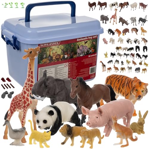 Tierfiguren Großes Set 48 Tiere 14 Extras Bauernhoftiere Safari Tiere der Welt Spielzeug Zoo für Kinder ab 3 4 5 6 7 Jahren 24816 Tierfiguren Großes Set 48 Tiere 14 Extras Bauernhoftiere Safari Tiere der Welt Spielzeug Zoo für Kinder ab 3 4 5 6 7 Jahren 24816 von KRUZZEL