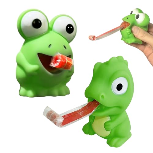 2 Stück Quetschspielzeug, kreative Cartoon-Puppen, Spielzeug zum Herausstrecken der Zunge, Dekompressionsspielzeug, Froschspielzeug, elastisches Spielzeug (grün) von KRYMSON