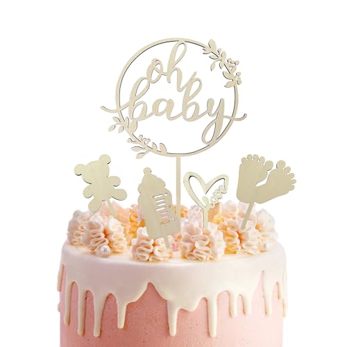 5-teilige Kucheneinsätze, Kucheneinsätze aus Holz, Kuchenaufsätze, Kuchenzubehör, Kuchendekorationen, Babyparty-Dekorationen, Kuchendekorationen für Babypartys, Geschlechtsoffenbarung 5-teilige Kucheneinsätze, Kucheneinsätze aus Holz, Kuchenaufsätze, Kuchenzubehör, Kuchendekorationen, Babyparty-Dekorationen, Kuchendekorationen für Babypartys, Geschlechtsoffenbarung von KRYMSON