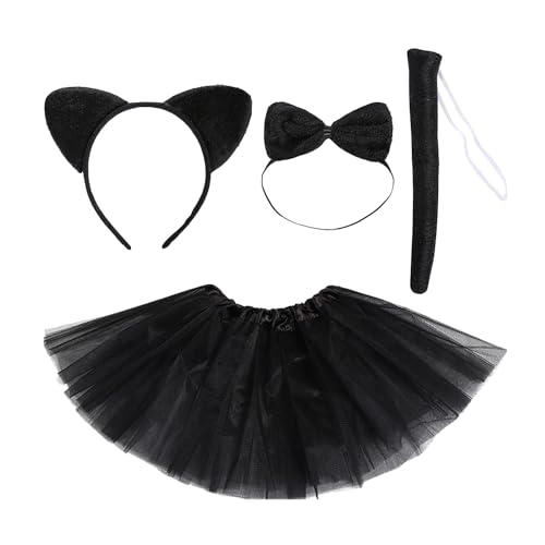 KRYMSON 4-Teiliges Katzenkostüm-Set, Katzenkostüm Für Kinder, Katzenstirnbänder Für Kinder, Katzenschwanz Und Fliege, Katzenschwanzkostüm, Katzenkostüm Für Mädchen, Halloween-Katzenkostüm Für Kinder KRYMSON 4-Teiliges Katzenkostüm-Set, Katzenkostüm Für Kinder, Katzenstirnbänder Für Kinder, Katzenschwanz Und Fliege, Katzenschwanzkostüm, Katzenkostüm Für Mädchen, Halloween-Katzenkostüm Für Kinder von KRYMSON