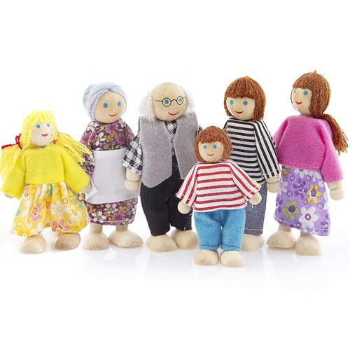 KRYMSON 6 Stück Familienfiguren, Hölzernes Puppenhaus-Familienset, Spielzeugset, Mini-Puppenfamilie, Kinderpuppen, Miniatur-Spielzeug KRYMSON 6 Stück Familienfiguren, Hölzernes Puppenhaus-Familienset, Spielzeugset, Mini-Puppenfamilie, Kinderpuppen, Miniatur-Spielzeug von KRYMSON