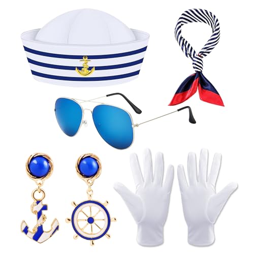 KRYMSON 7-Teiliges Matrosenanzug-Set, Damen-Matrosenanzug, Kapitän-Matrosen-Kostüm-Set, Nautisches Matrosenkostüm Für Bälle, Partys, Cosplays Und Feiern KRYMSON 7-Teiliges Matrosenanzug-Set, Damen-Matrosenanzug, Kapitän-Matrosen-Kostüm-Set, Nautisches Matrosenkostüm Für Bälle, Partys, Cosplays Und Feiern von KRYMSON
