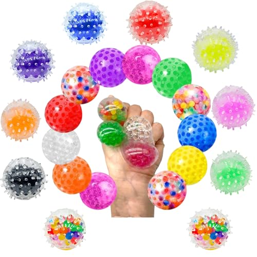 12 Stück Squeeze Ball, Stressball Set mit Zufälligen Farben, 3.5 cm Squishy Bälle zur Entspannung und Handaktivierung, Ideal für Büro und Haushalt von KRYMXAR
