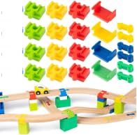 22 Teile Holzeisenbahn Zubehör, Holzeisenbahn Schienen Adapter Eisenbahn Kinder Spielzeug, Adapter für Holzeisenbahnen, Eisenbahn Kinder, Holz Brücken Set 22 Teile Holzeisenbahn Zubehör, Holzeisenbahn Schienen Adapter Eisenbahn Kinder Spielzeug, Adapter für Holzeisenbahnen, Eisenbahn Kinder, Holz Brücken Set von KRYMXAR