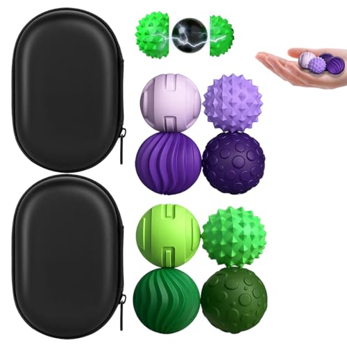 8 Magnetische Sensorik Spielzeuge, Skill Ball Set für Anti-Stress, Fidget Toys zur Förderung der Hand-Auge-Koordination, Massageball für Erwachsene und Kinder, 4 Grüne + 4 Lila von KRYMXAR
