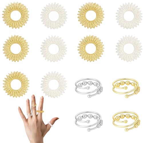 Akupressur Ring 14-Teiliges Set, Akkupressurringe Und Skill Ringe, Anti Stress Ring Für Büro Und Zuhause, Finger Massage Ringe In Gold Und Silber Akupressur Ring 14-Teiliges Set, Akkupressurringe Und Skill Ringe, Anti Stress Ring Für Büro Und Zuhause, Finger Massage Ringe In Gold Und Silber von KRYMXAR