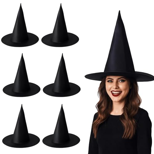 Hexenhut Damen Und Zauberhut Für Kinder, 6 Stück Schwarze Hexen Zubehör Für Halloween, Karneval Und Kostümpartys, Ideal Für Cosplay Und Theatervorstellungen von KRYMXAR