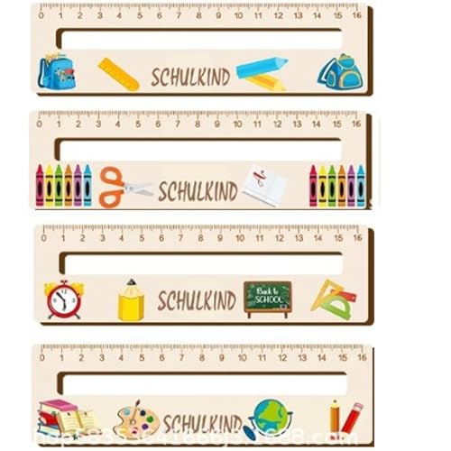 KRYMXAR Personalisiertes Lineal Zur Einschulung, 4 Stück Lesehilfe Lineal, Geschenk Zur Einschulung Junge, Lesehilfe Kinder 1 Klasse, Lineal Personalisiert Schulanfang von KRYMXAR