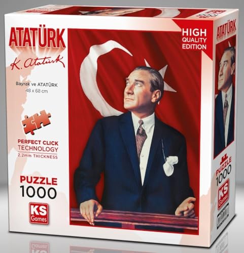 KS Puzzle 20728 - Atatürk und die Türkische Flagge - 1000 Teile Puzzle für Erwachsene von KS GAMES