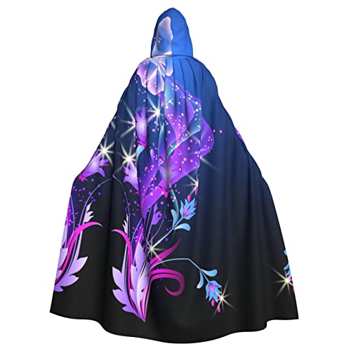 KSEFXXPKA Violetter Schmetterlings-Aufdruck, Kapuzenumhang für Erwachsene, perfekt für Halloween, Cosplay, Kostümpartys und mehr von KSEFXXPKA