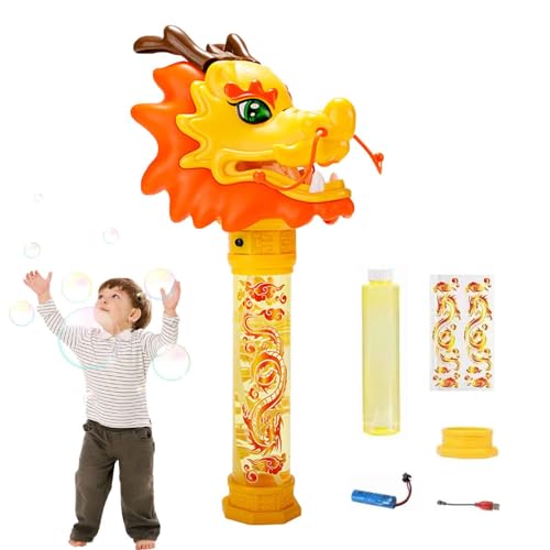 Drachenblasenstab - Chinesisches Drachen-Design-Party-Automatisches Blasenmacher-Spielzeug,Upgrade-Blasengebläse, sommerliches Outdoor-Hinterhofspielzeug mit Licht und Ton, auslaufsicher, Kshsaa von KSHSAA