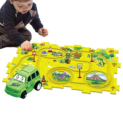 Puzzle-Strecken mit Fahrzeugen | Langlebiges und lustiges Schienenspielzeug für Eisenbahnwaggons | Eisenbahnspielzeug für Kinder Jungen und Mädchen ab 3 Jahren, Eisenbahnschienenset, Kshsaa von KSHSAA