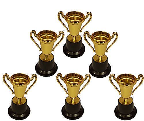 KSS 6 X Gold Pokal auf Sockel groß ca. 10 cm für Kindergeburtstag, Mitgebsel, Mitbringsel, Tombola, Verlosung, kleine Preise von KSS